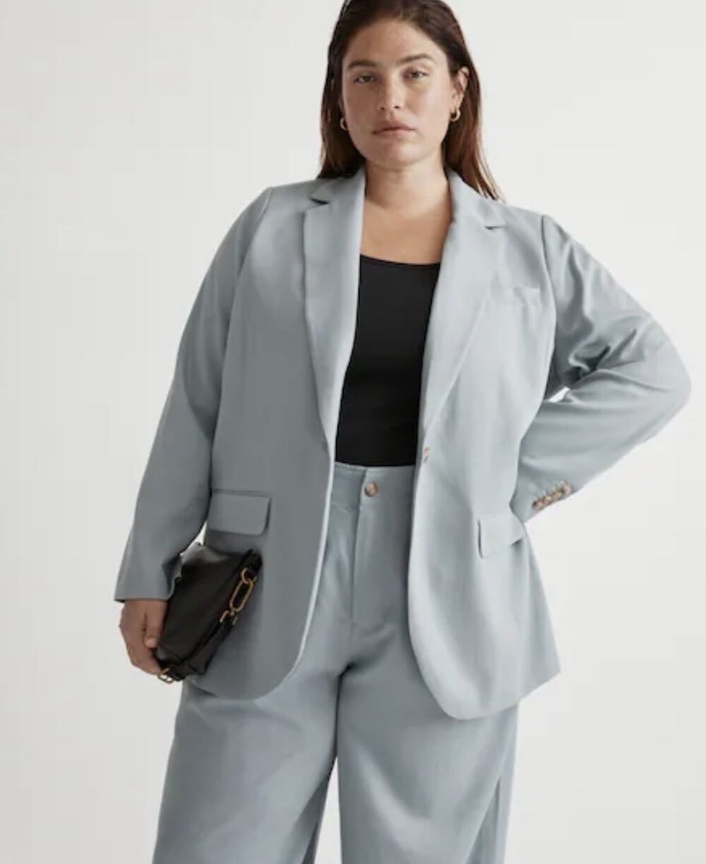 Madewell Women’s 4X The Larsen Blazer In Drapeweave Color Overcast NWT